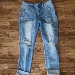 Judy Blue Light Blue Distressed Boyfriend Jeans
